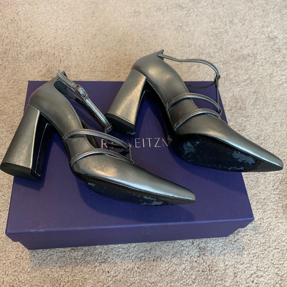 Stuart Weitzman strap pump block heel metallic - Picture 2 of 6